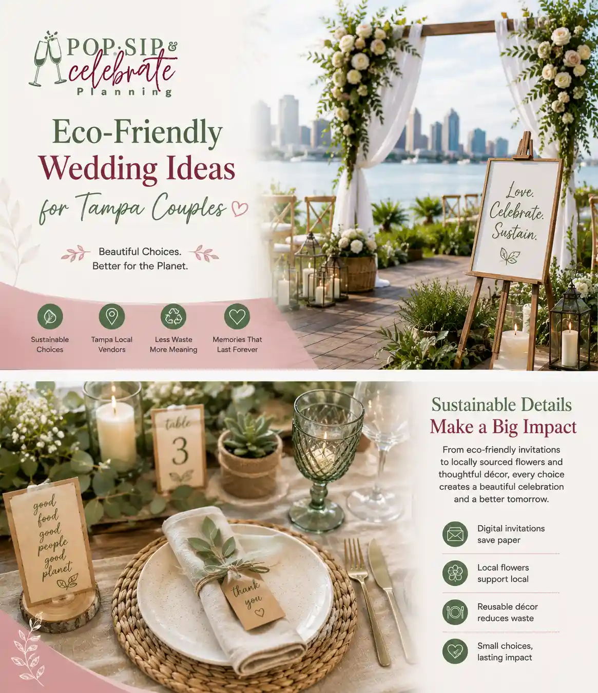 eco-friendly wedding Tampa sustainable decor and details
